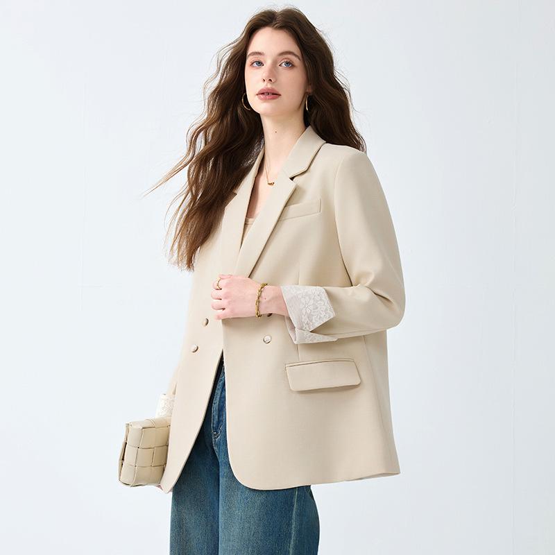 Women's Gray Suit Jacket - Autumn/Winter 2025 Casual Socialite Style with High Design Sense