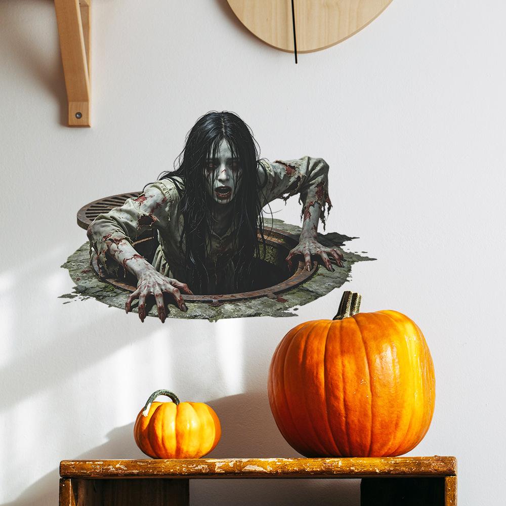 Creative Scary Hole Ghost Bedroom Living Room Entrance Hall Halloween Atmosphere Decoration Floor Stickers
