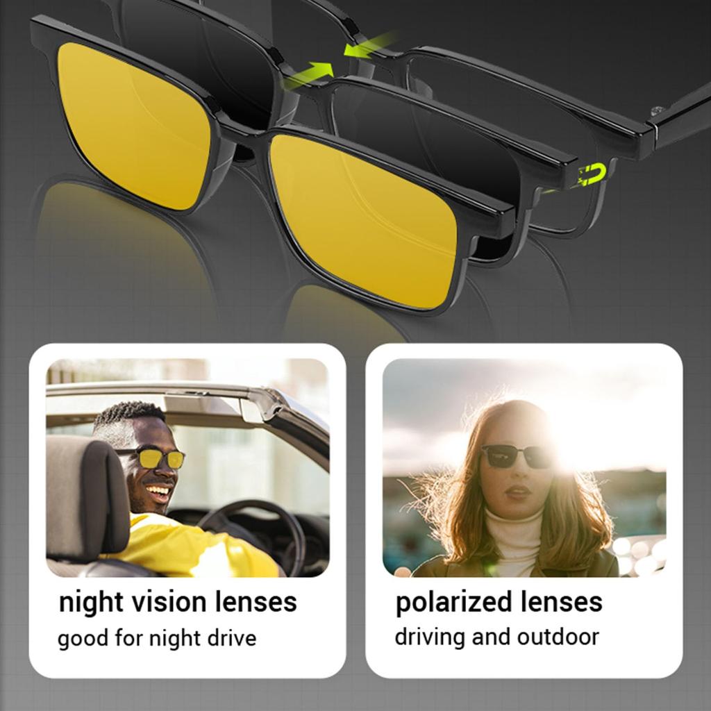Smart Glasses with Blue Light Polarized Microphone and Touch and Voice Assistant 6 Hours of Unisex Smart Sunglasses for Outdoor Use Polarized Night