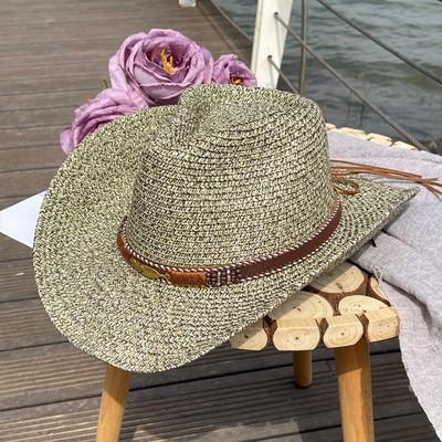 Cowboy Straw Hat Men's Spring and Summer Sun Hat Children's Fishing Sun Protection UV Shade Hat Shade Big Eaves