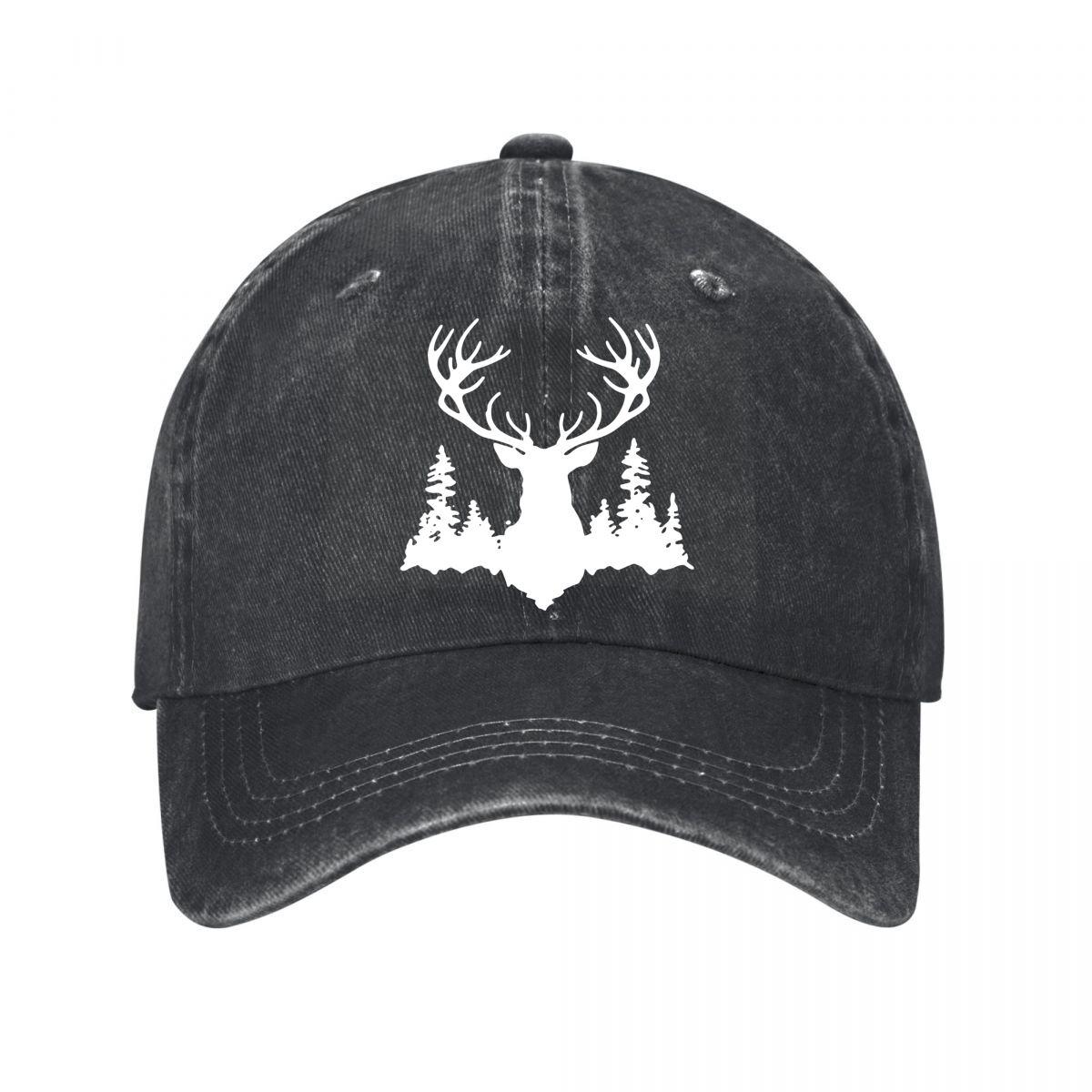 Deer Tree Suede Baseball Cap Casual Outdoor Washed Baseball Cap Adjustable