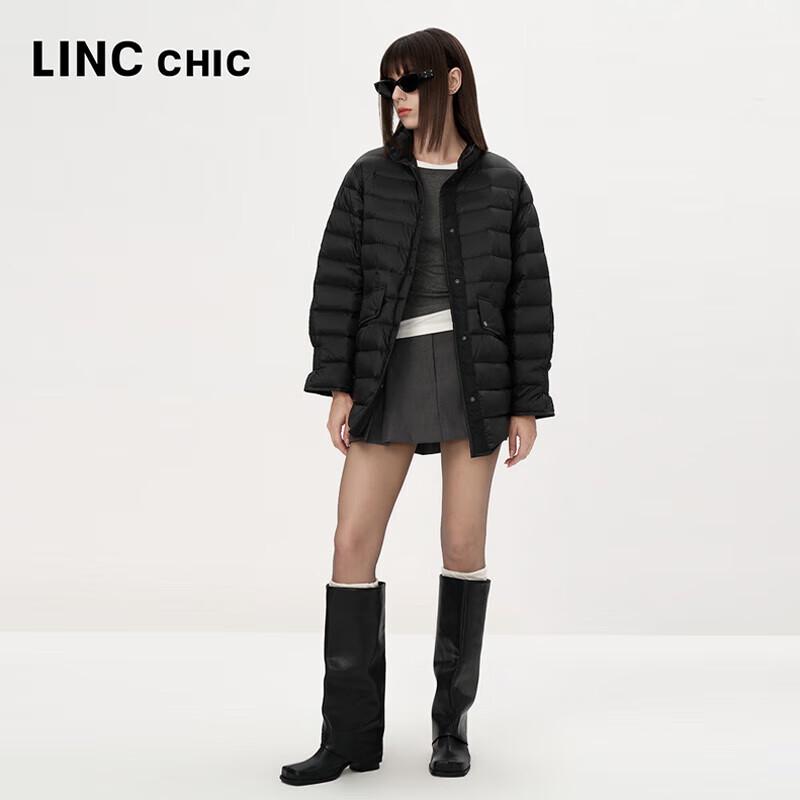 Jinyujie Damen Mittellange Stehkragen Leichte Daunenjacke