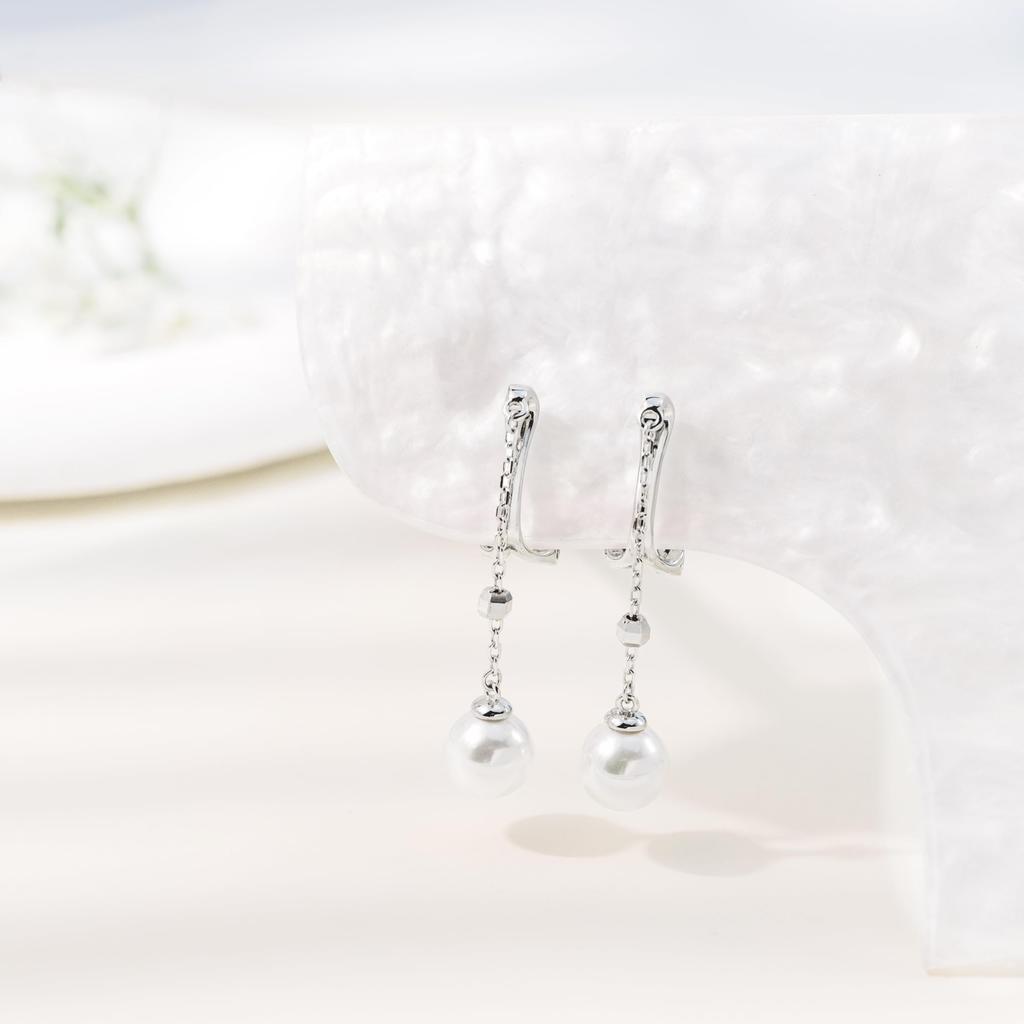 Free bird pearl earrings for dangling earrings for metal June Day gift women, "dancing pearls" women, allergy-friendly, non-pierced earrings, pearl,