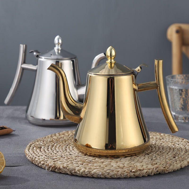 Thickened Stainless Steel Teapot with Filter, Universal Flat Bottom Kettle