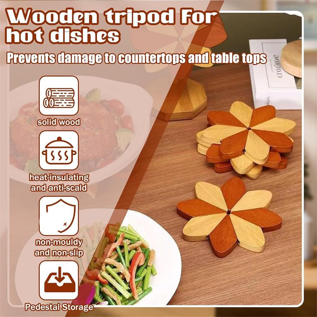 2026+ Wooden Trivets for Hot Dishes, Set of 3 Heat- Coasters Trivets Kitchen Wooden Tree Coasters for Hot Bowl&Teapot