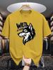 Unisex Cotton Tee Wild At Heart Wolf Head Letter Graphic Print Loose Breathable Summer Crew Neck Casual Street T Shirt For Unisex