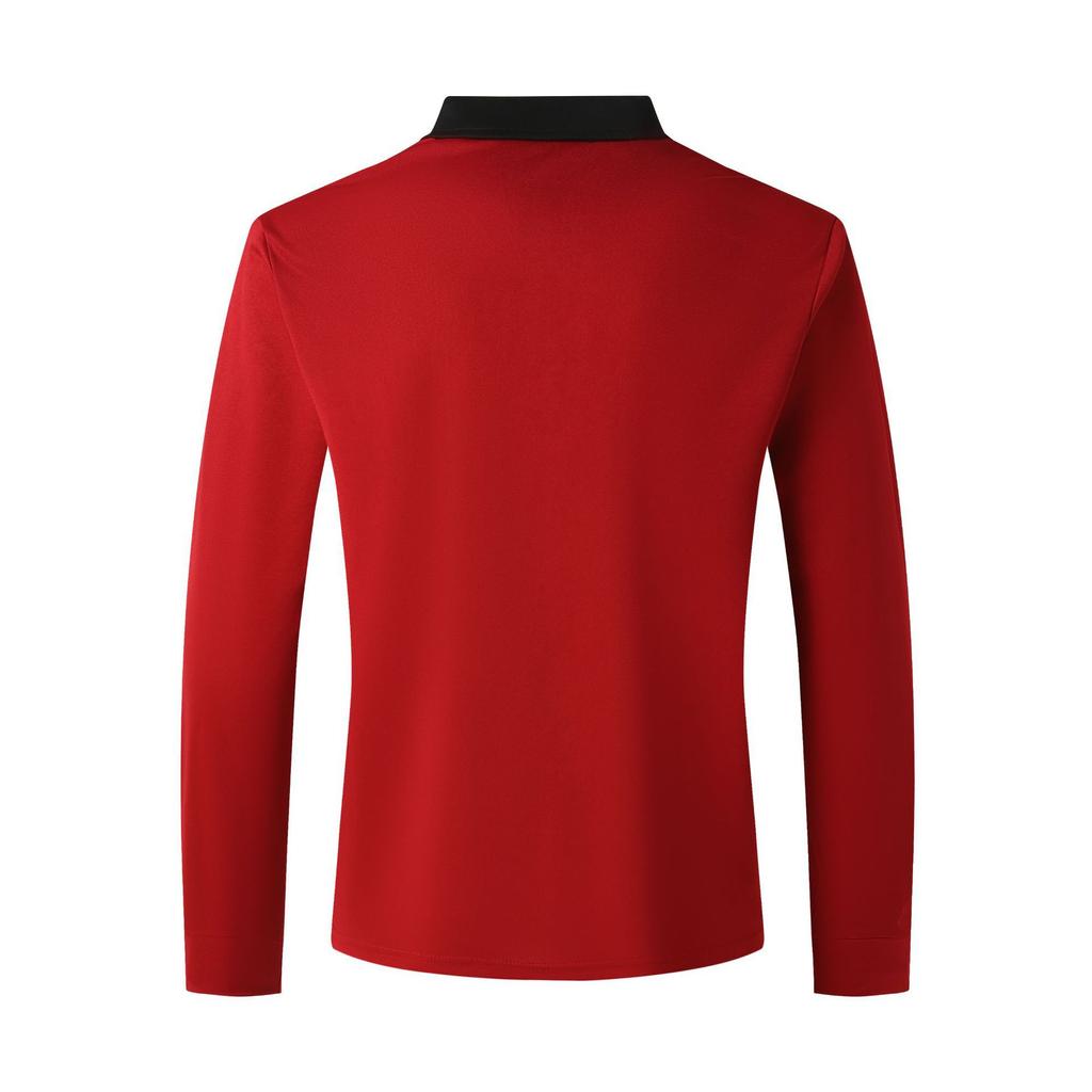 Mens Lapel Fashion Slim Pocket Zip Long Sleeve Men's T-Shirt POLO Shirt Tops