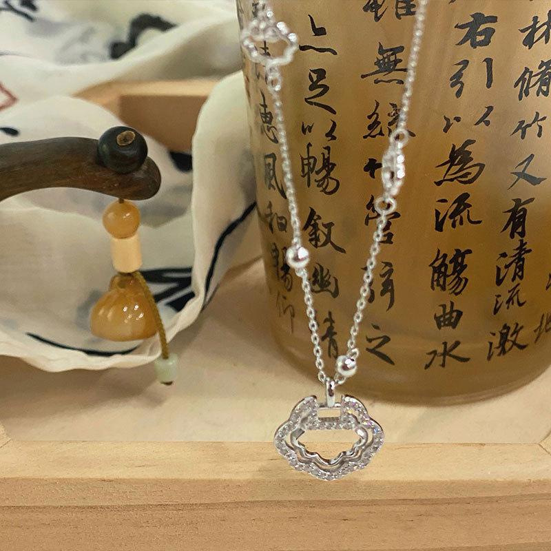 Aushöhlungs-Sicherheitsverschluss-Halskette, Neue Chinesische Antike Stil-Halskette, Hanfu Qipao-Accessoires, Retro-Temperament