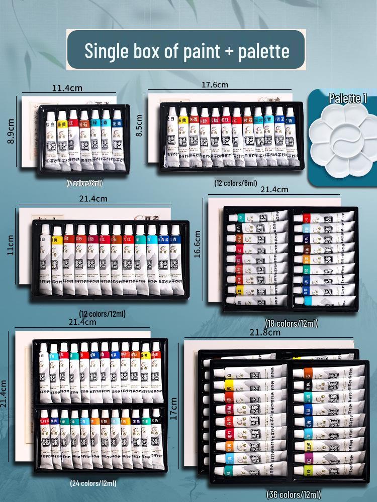 12-Color Chinese Painting Pigments & Brushes for Beginners - Entry-Level Calligraphy & Ink Wash Set for Students