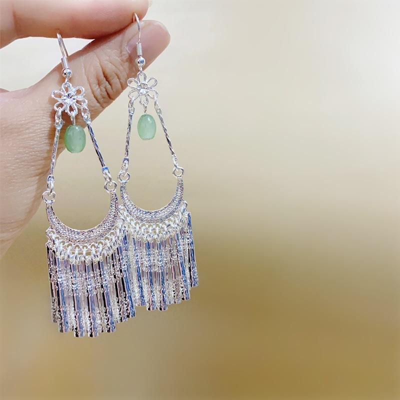 Ethnic style earrings Alloy silver-plated Miao ethnic minority Dong Yi earrings Earrings