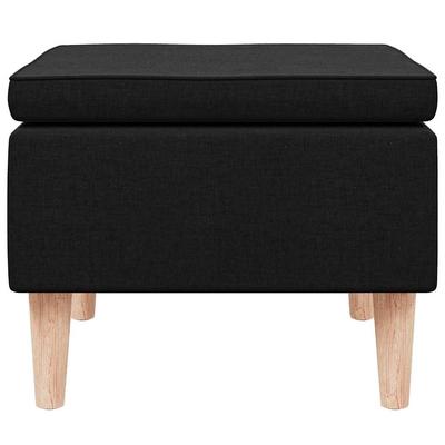 Footstool with Wooden Legs Black Fabric