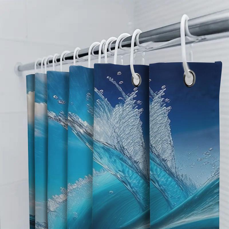 Blue Ocean Splash Shower Curtain Waterproof Home Decor Bathroom Decoration 3D Printed Bath Mats Set 180X240Cm