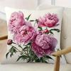 Retro Pink Peony Flower Pillowcase, Single-Sided Design, Without Pillow Core. Zipper Closure
