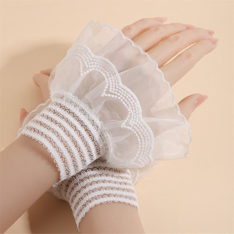 Detachable Lace False Sleeves Wrist Cuff Fingerless Hand Sleeve for Stylish Outfits Cosplay Event Daily Comfortable Wear