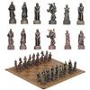 32 Metal Themed Chess Deluxe Knight Tabletop Game Entertainment Toys Leather Chessboard Set Gift Dragon Warrior Retro Theme