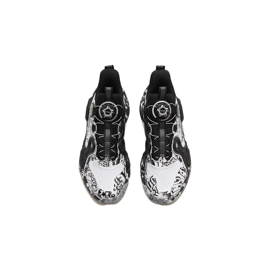 Anta Irregular 2 Comfortable Sports Non-Slip Wear-Resistant Mid-Top Kids Basketball Shoes Kids Basketball Shoes Black White 312321102H-2