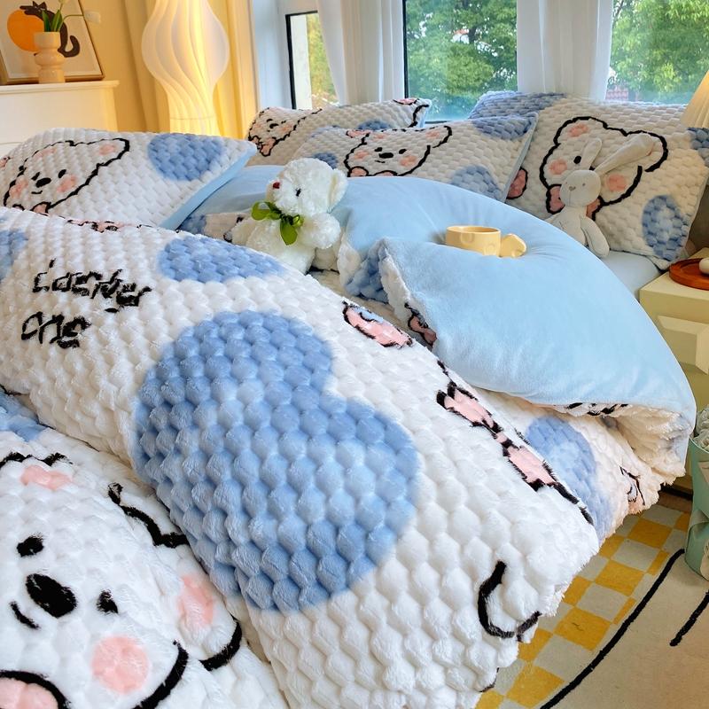 Gray Warm Milk Velvet Duvet Cover Autumn and Winter Thick Comforter Cover Children Adult Bedroom Solid Color Single Duvet Covers