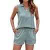 Ladies Spring and Summer New Solid Colour Lapel Vest Pocket Shorts Casual Suit