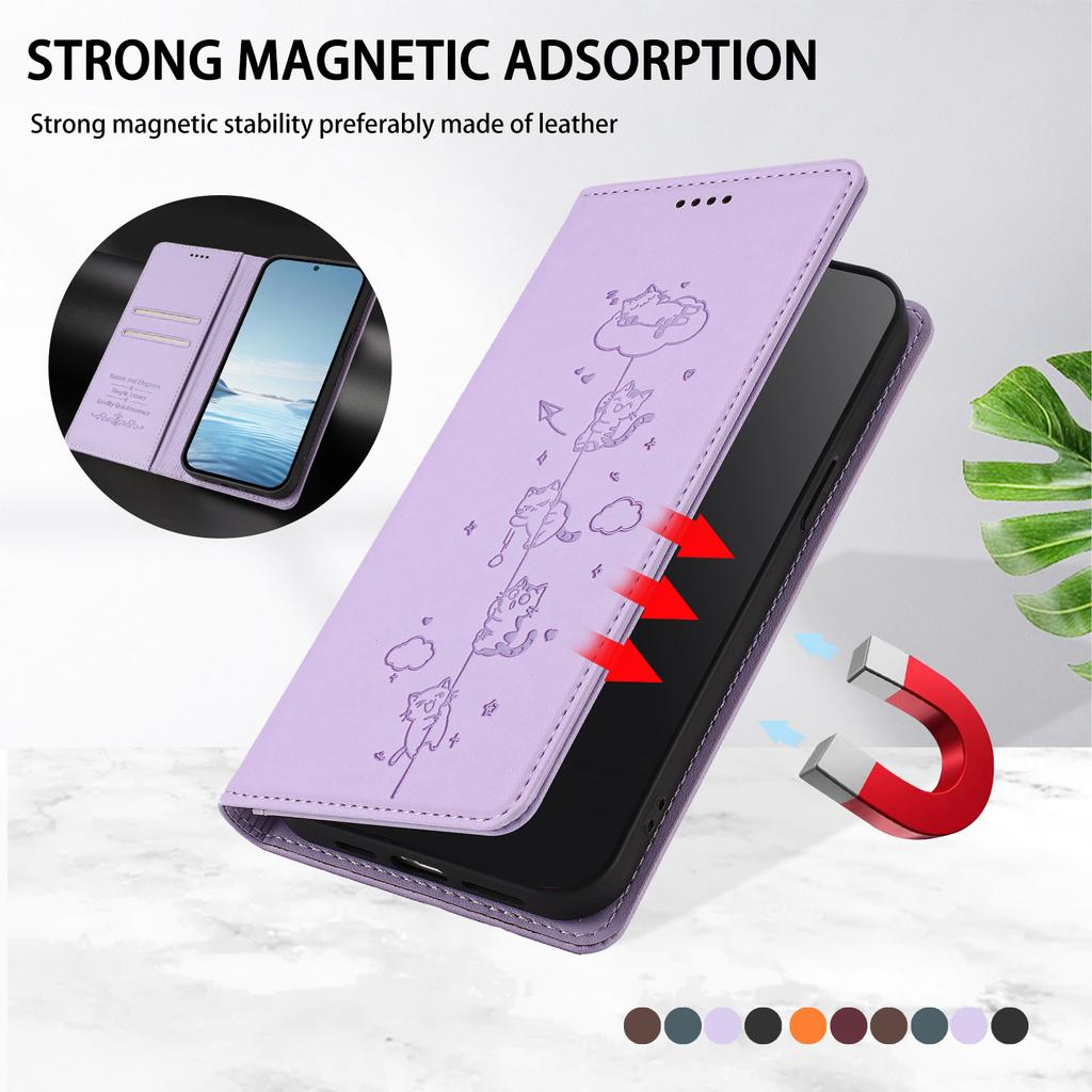 Cute Cat Leather Flip Wallet Case on For Motorola Moto G72 G32 G22 G71 G51 G41 G31 G30 G20 G10 Power RFID Protective Phone Cover