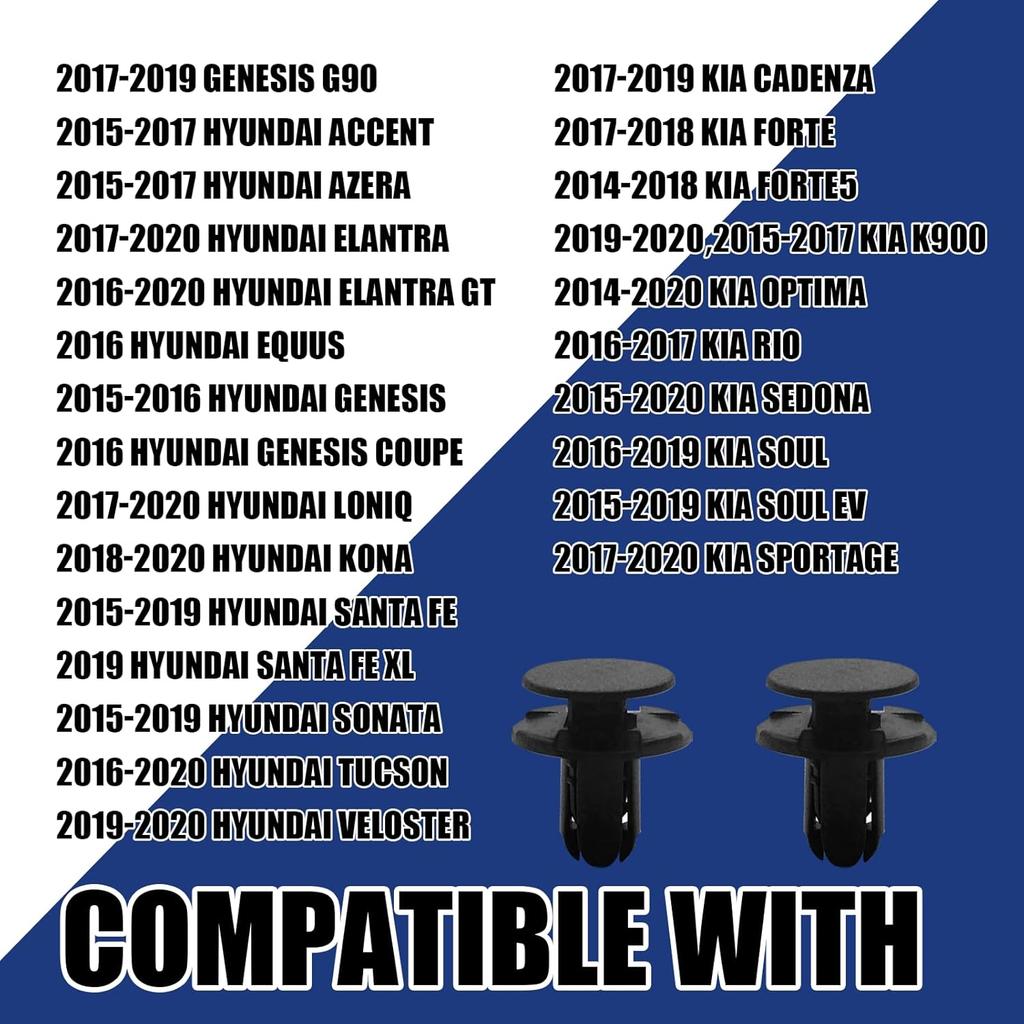 20PCS Fender Liner Push-Type Retainer Clip Fastener, Compatible with Kia Hyundai Elantra Equus Genesis Ioniq Kona Accent Azera Santa Fe Sonata Tucson