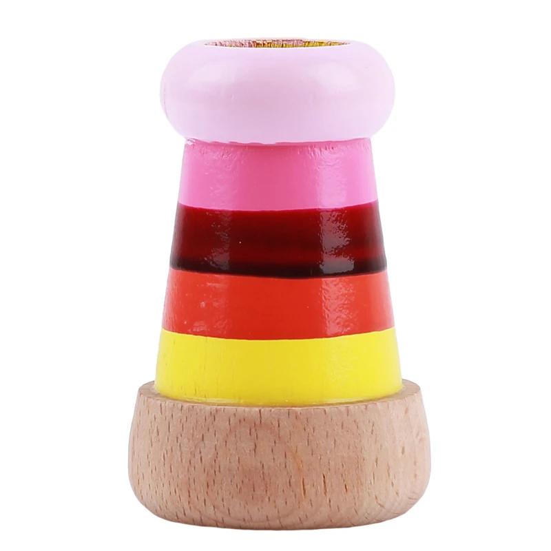 Rainbow Wooden Magical Mini Kaleidoscope Bee Eye Effect Polygon Prism Children Toy