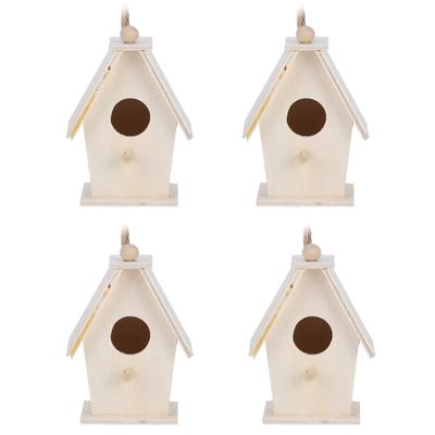 4 Piezas Tipo Colgante Innovadora Casa de Pájaros de Madera Nidos Jaula para Decoración de Jardín Patio