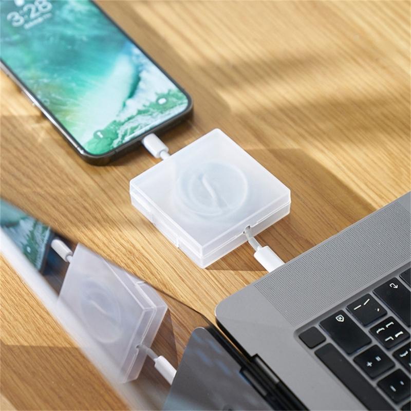 5 Pieces Portable Cable Organizers Box Retractable Cord Management Winder Case Phone Holder for Office Home or Travel