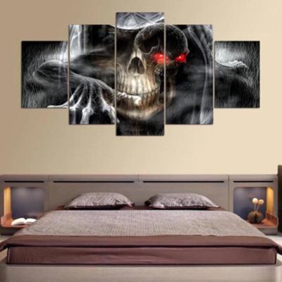 Wydruki na płótnie HD zdjęcia do wystroju salonu 5 sztuk Halloween Horror fajne obrazy z czaszką modułowe plakaty Wall Art