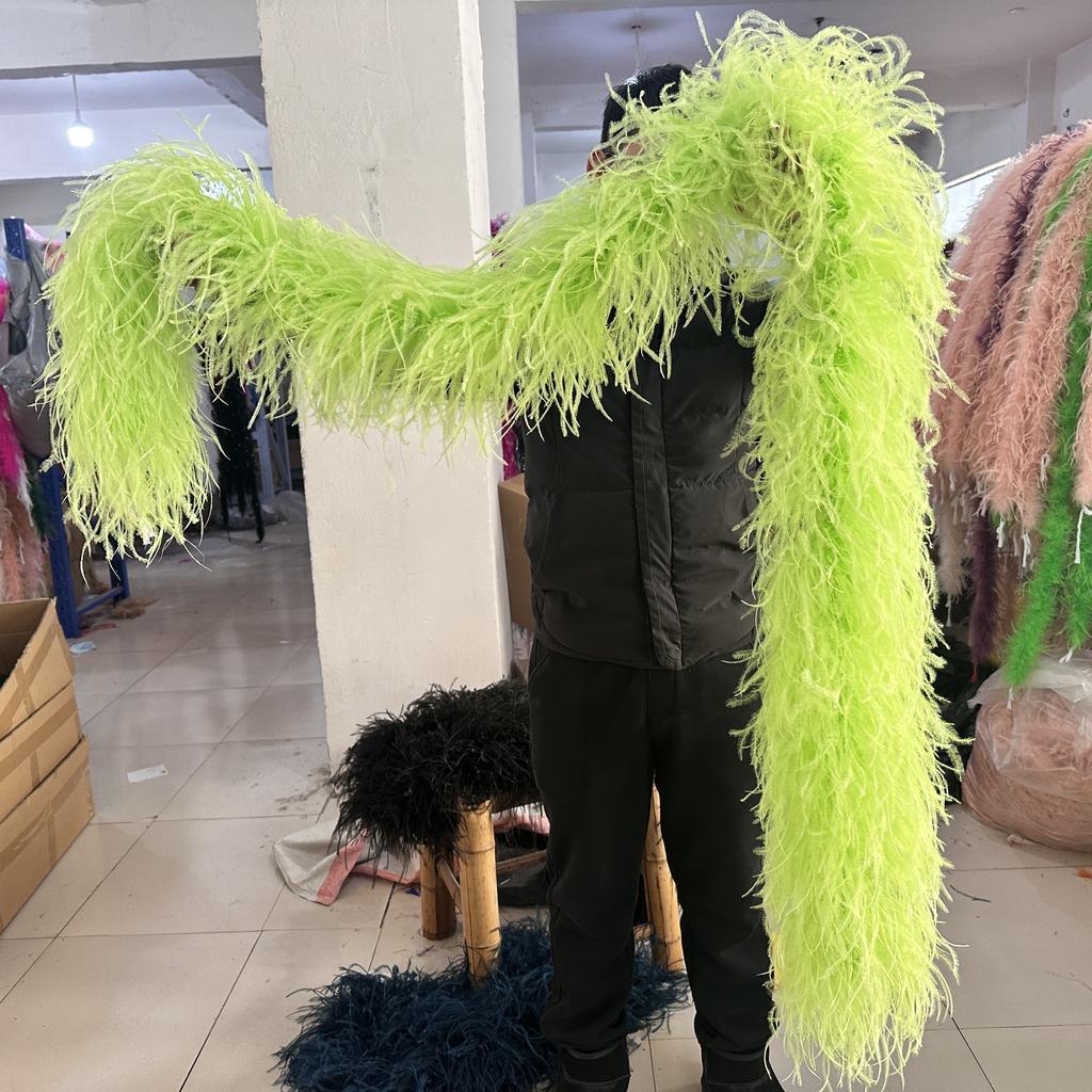 DIY Colorful Ostrich Feather Boa 6Ply Fluffy Shawl 0.5/1/2/3/4 Meter for Wedding Dress Carnival Performance Costume Party Decoration
