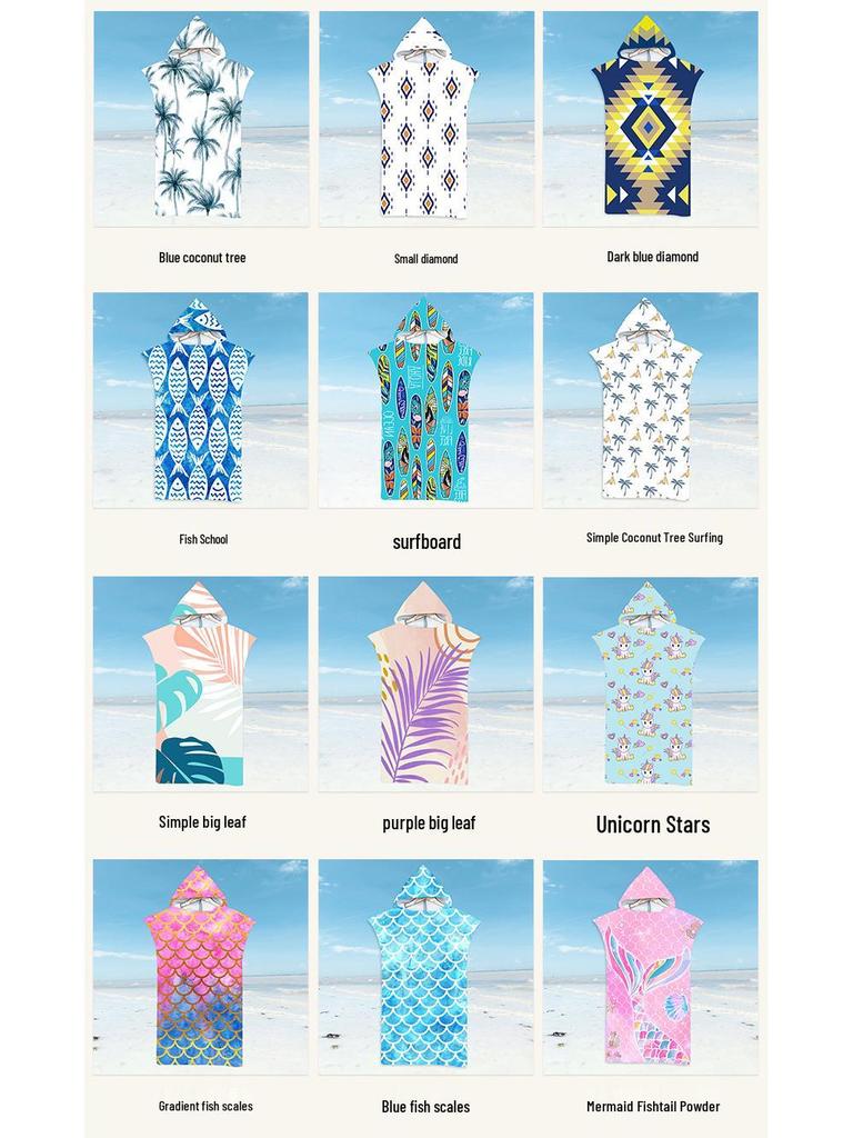 Microfiber Quick-Dry Hooded Beach Poncho Bathrobe for Adults