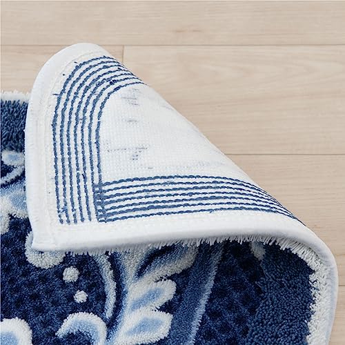 LANCETTI Spitze Toilettenmatte, ca. 65 x 65 cm, Blau, Lancetti Senko 34319