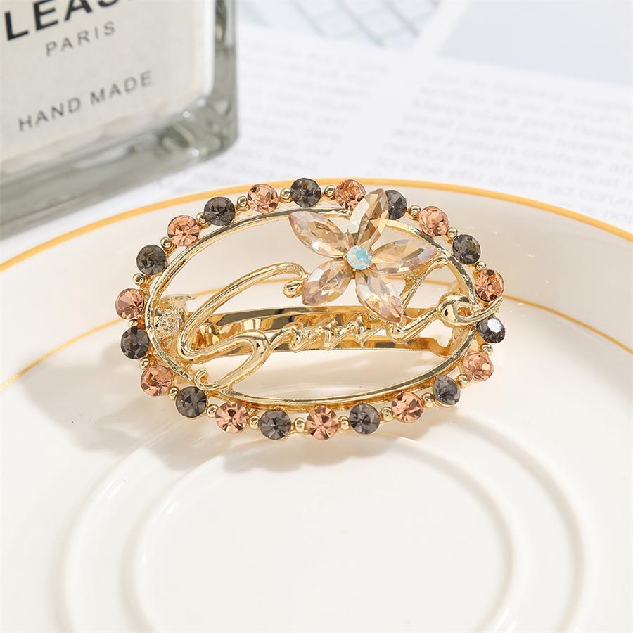 Korean Rhinestone Flower Spring Clip Pearl Half-tied Hair Clip Elegant Temperament Top Clip Exquisite Round Medium Ponytail Clip