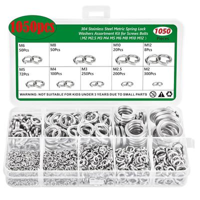 600PCS1050PCS304 Stainless Steel Elastic Washer Set M2M3M4M5M6M8M10M12 Spring Washer