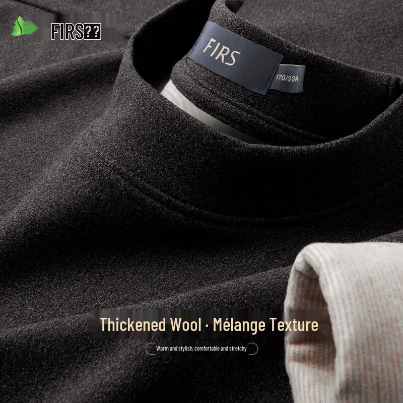 Shanshan Men s Wool Blend Thermal Mock Neck Long-Sleeve Tee XL