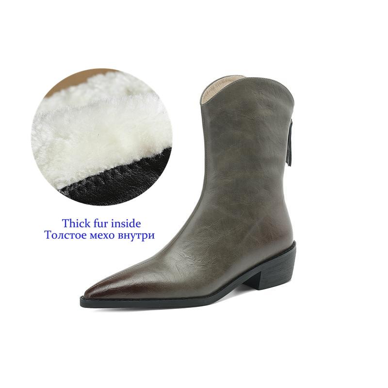 

Krazing Pot Cow Split Skin Autumn Winter Shoes Wool Chunky Heels Size 43 Size 42 Pointed Toe Gradient Color Zip Fur Ankle Boots 43 серый