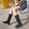 Fashion versatile water boots women's long tube extra high heel rain shoes high tube women's non-slip large size rain boots boots