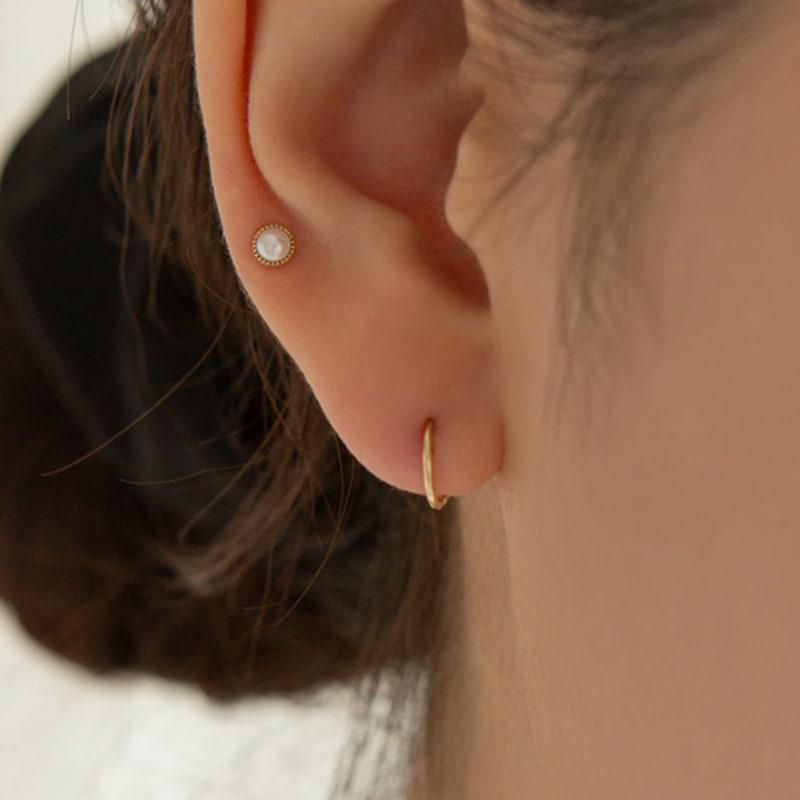 LUNNE 14k Bezel Pearl Piercing (14k Gold) c04