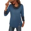 Autumn Winter Waffle Half High Neck Long Sleeve T-shirt