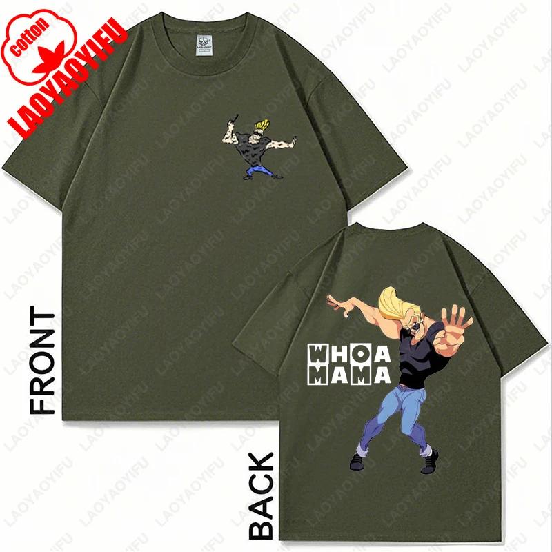 Johnny Bravo Cartoon Character Graphic TShirt Casual Cotton Unisex Women Fun Fashion Tees Brother Friend Couple All Match Gift Tops
