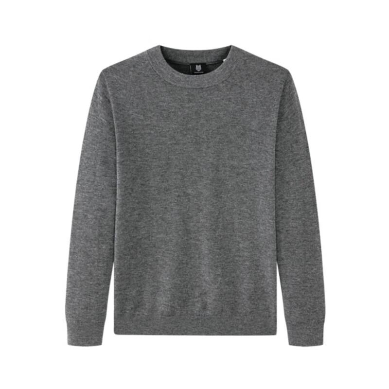 Septwolves Men's Seamless Round Neck 100% Wool Sweater