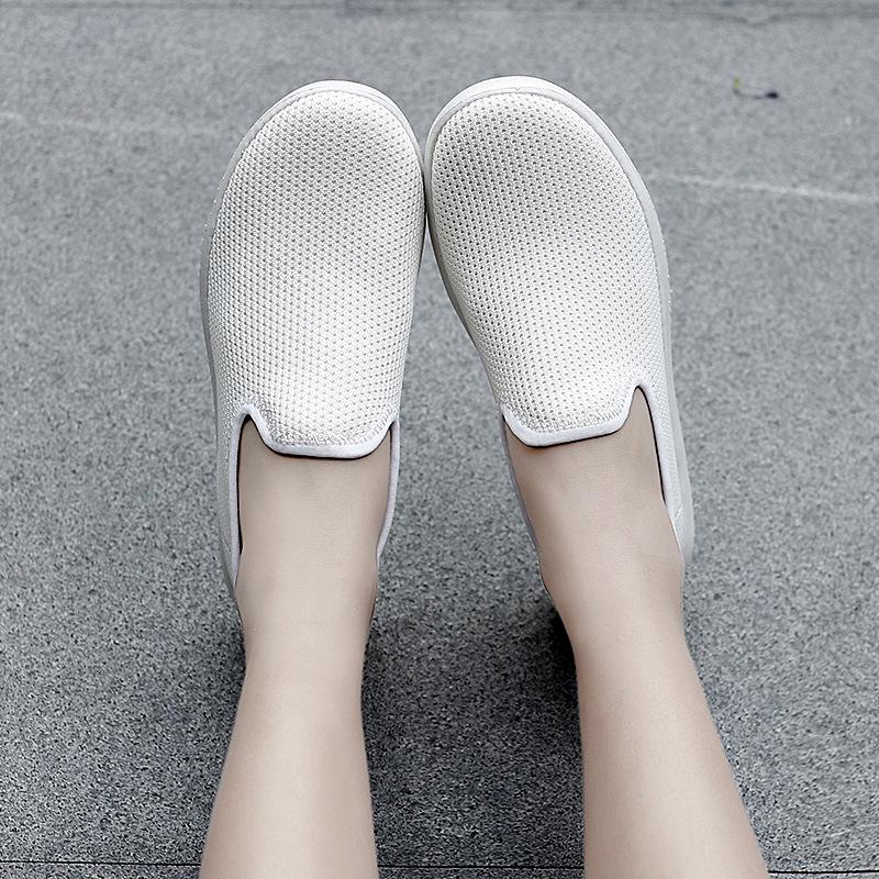 Zapatos de mujer de talla grande primavera y verano huecos para correr zapatos deportivos zapatos casuales tejidos voladores de un pedal de malla zapatos casuales