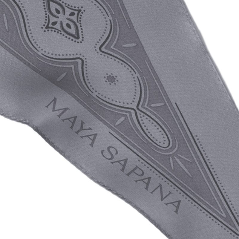 MAYA SAPANA Printed Silk Rhombus Scarf - Grey Flannel