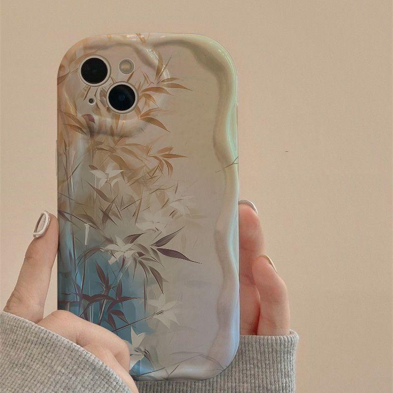 

Древний синий бамбуковый чехол для iPhone 15/14 Pro Max, 13/12/11, XS/XR/X iPhone 15