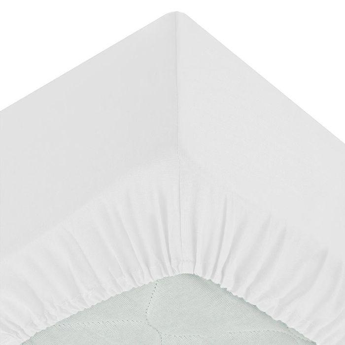 Drap housse coton uni 160 x 200 cm Couleur moderne blanc