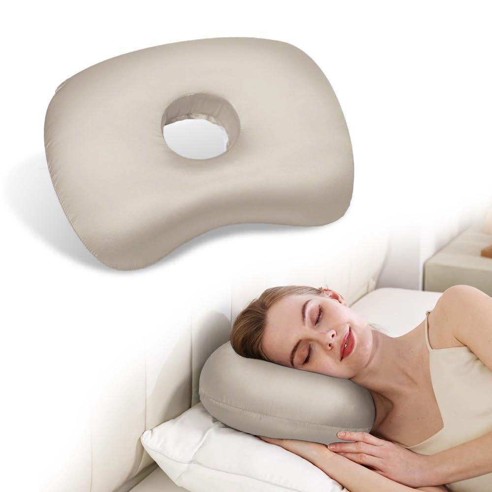 Cotton Filling Ear Piercing Pillow Ergonomic Breathable Pillow with Ear Hole Portable Comfortable Earring Pillow