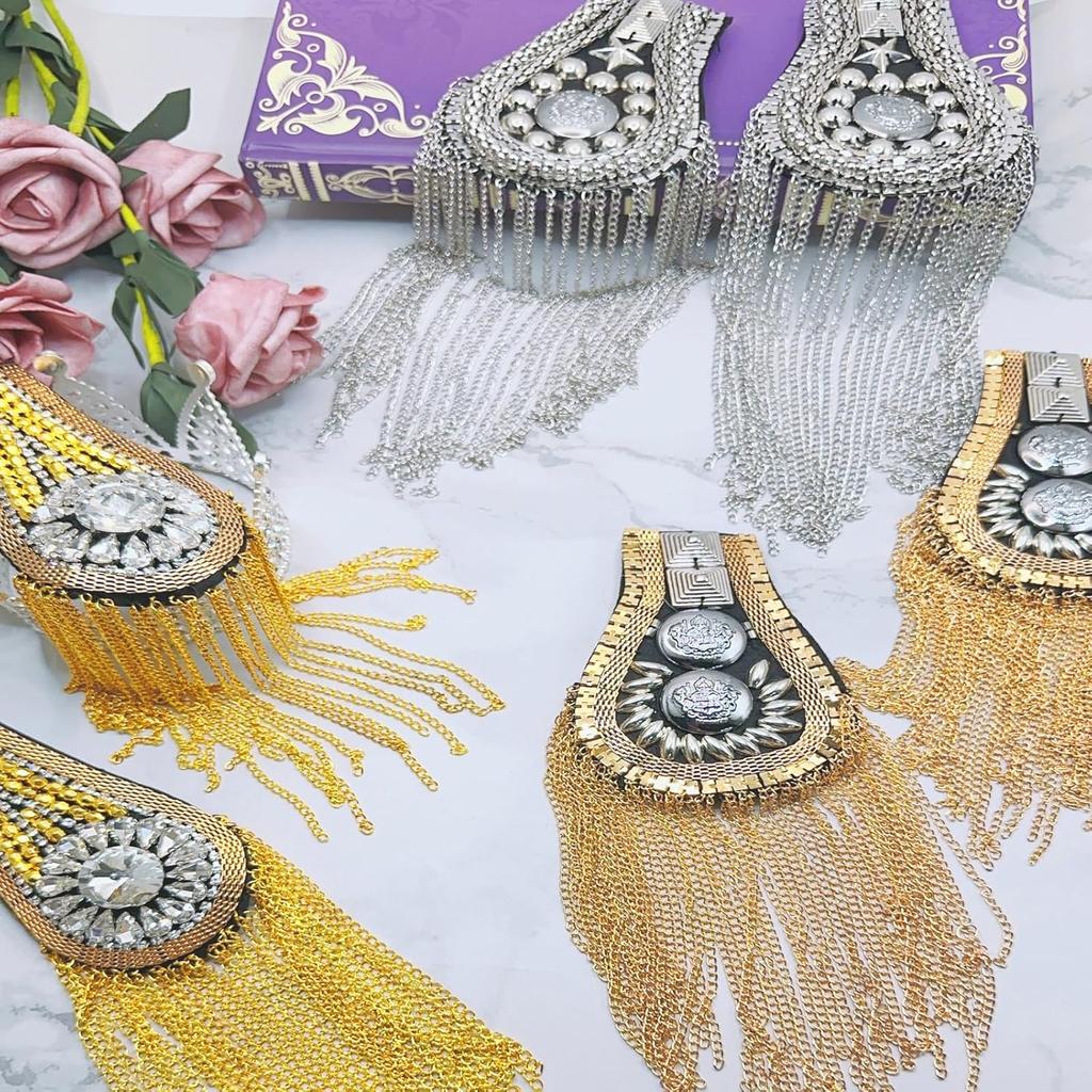 1PC/2PCS Fashion Handmade Shoulder Jewelry Tassel Rhinestones Epaulettes Cloth Accessories Brooch Epaulet Shoulder Brooches Gift