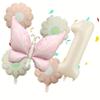 6pcs Matte Pink Large Butterfly Flower Balloons 40 Inch Cream-Colored Numbers 1-9 Birthday Celebrations Home Party Decoration