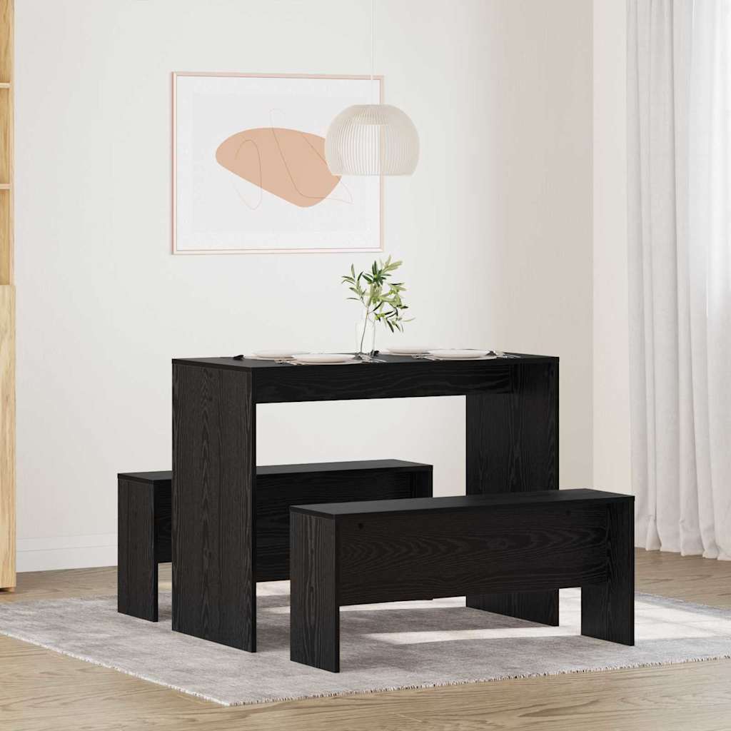 Dining Set 2 pcs Black Oak Effect Particleboard