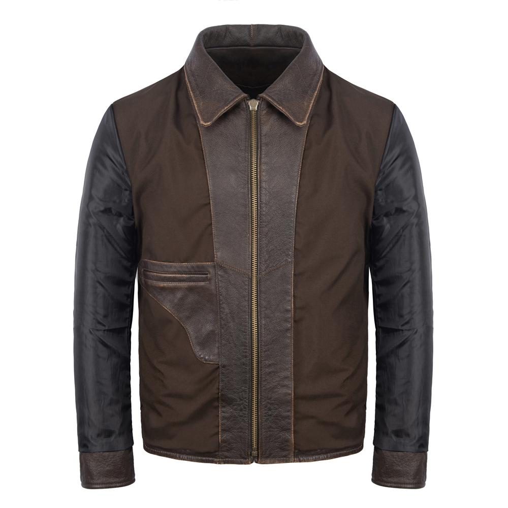 1930 Vintage Yellow Brown Genuine Cow Men Leather Jacket Men's Coat Biker Jacket Slim Fit Spring Autumn