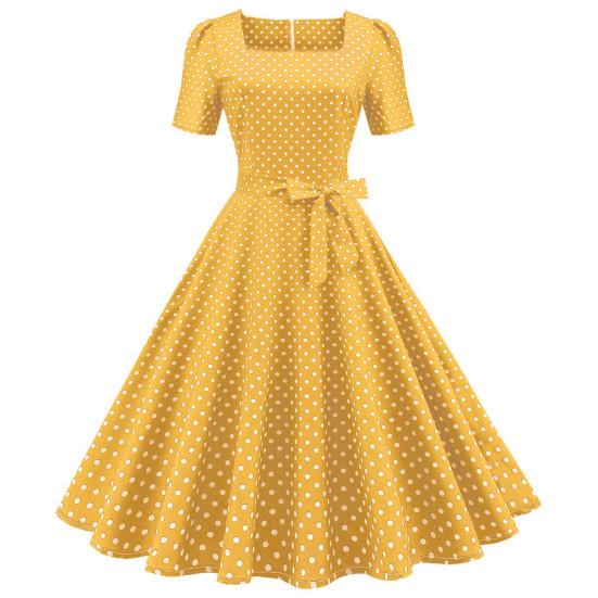 Vintage Polka Dot Dress Classic Movie Style Elegant Timeless Retro Design Square